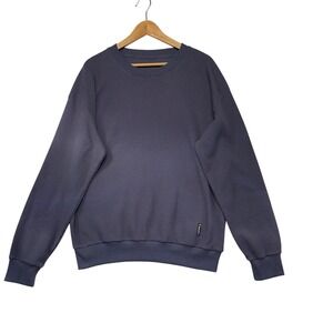 Comfrt Blue Waffle Knit Crewneck Sweatshirt‎ Mens Medium Relaxed Fit Pullover